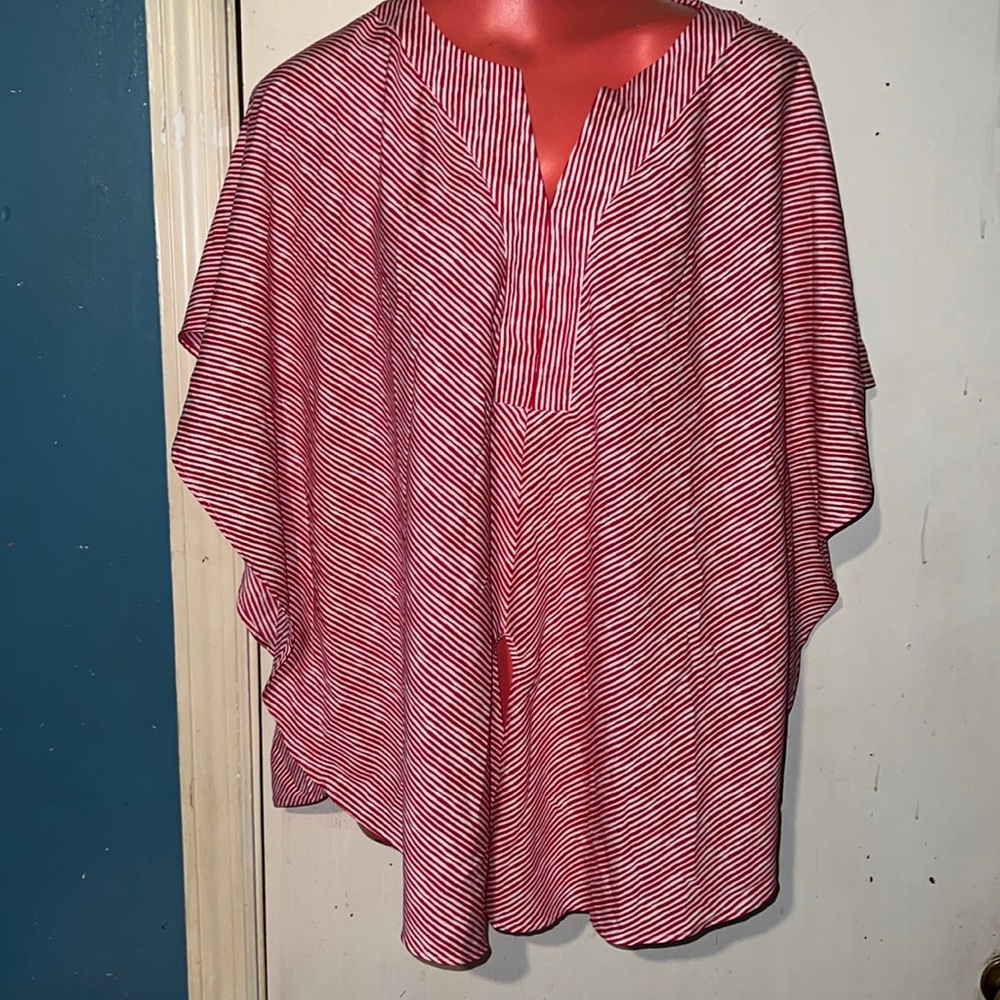 Chico’s Tunic, Red and White Chico’s Shirt, Size 2